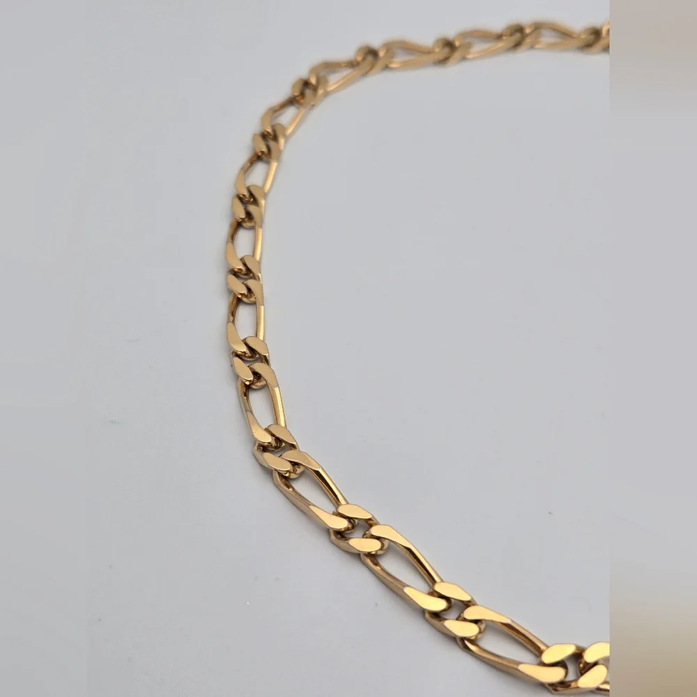 Monet Figaro Chain Necklace Gold Plated Clean Elegant Designer Signed 16'' - Picture 3 of 11